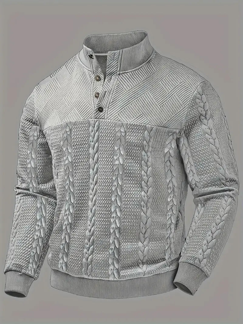 Dawson | Long Sleeve Henley Sweater With Striped