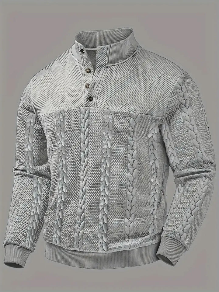 Dawson | Long Sleeve Henley Sweater With Striped