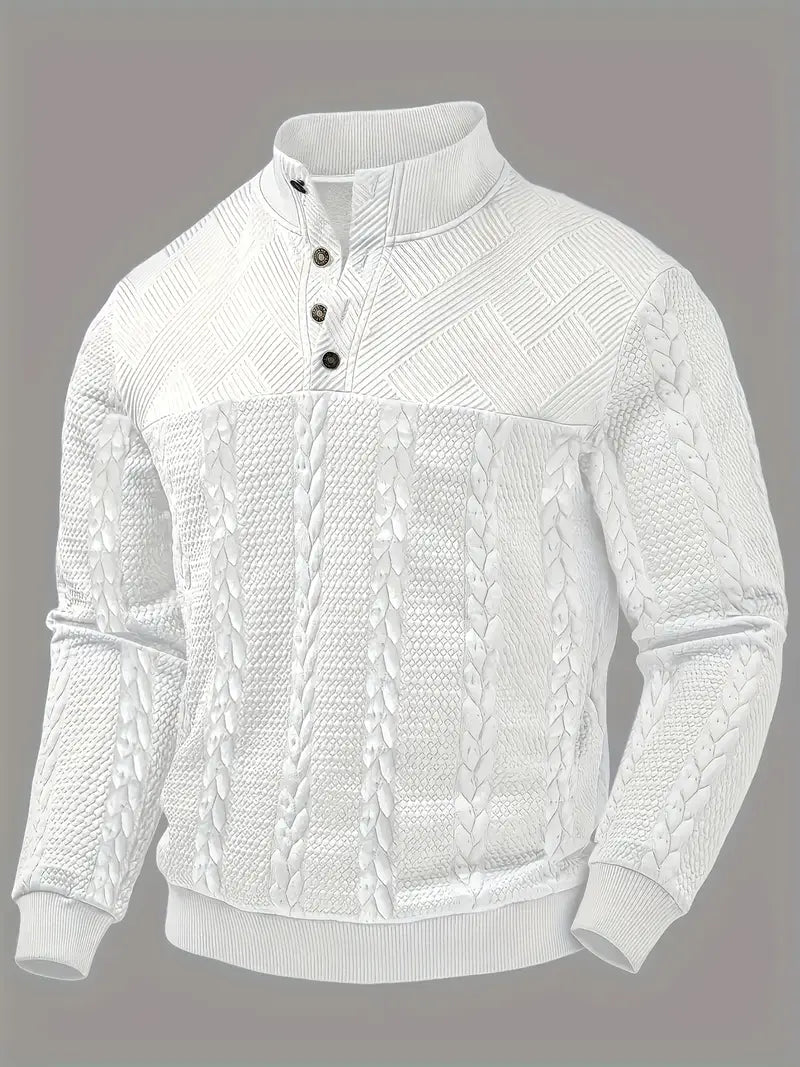 Dawson | Long Sleeve Henley Sweater With Striped