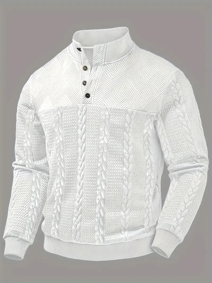 Dawson | Long Sleeve Henley Sweater With Striped