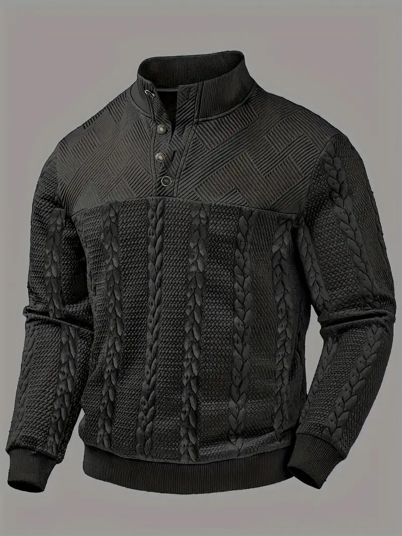 Dawson | Long Sleeve Henley Sweater With Striped