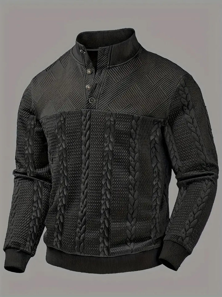 Dawson | Long Sleeve Henley Sweater With Striped