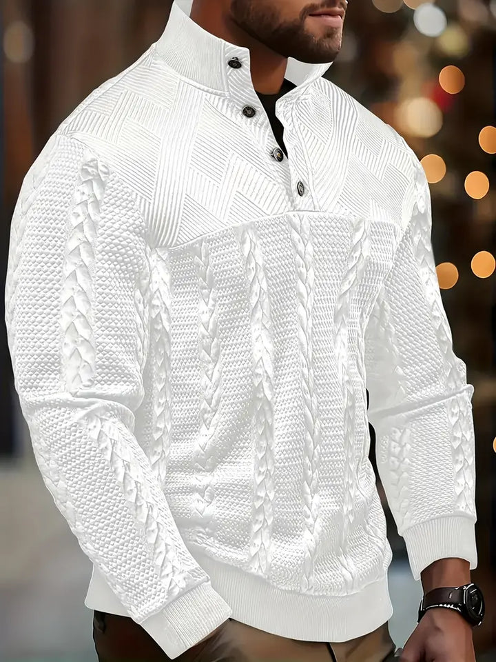 Dawson | Long Sleeve Henley Sweater With Striped