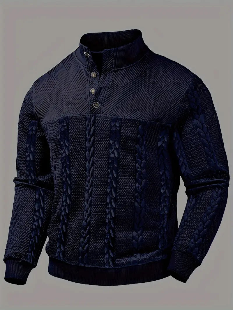 Dawson | Long Sleeve Henley Sweater With Striped