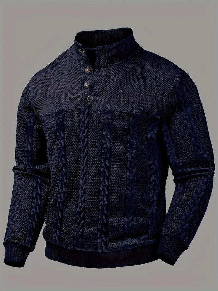 Dawson | Long Sleeve Henley Sweater With Striped
