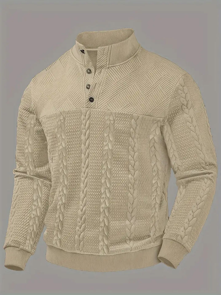 Dawson | Long Sleeve Henley Sweater With Striped