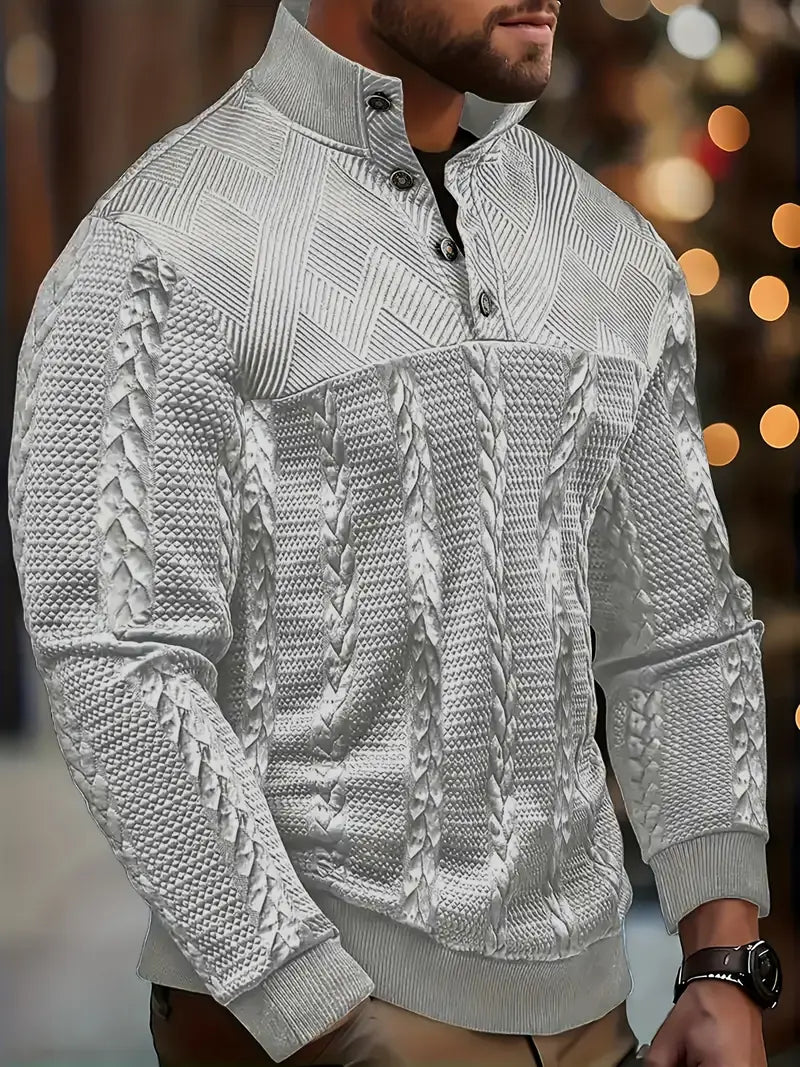 Dawson | Long Sleeve Henley Sweater With Striped